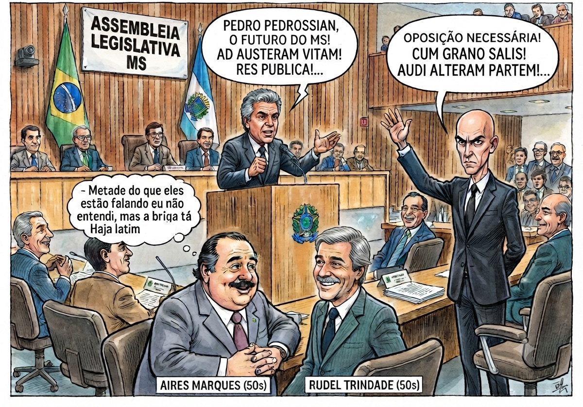 Duelo em latin entre Ramez e Tebet e Nelson Trad